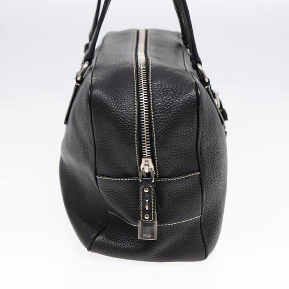 PRADA Tote Bag Leather Black Silver Auth bs16964 - Picture 4 of 16